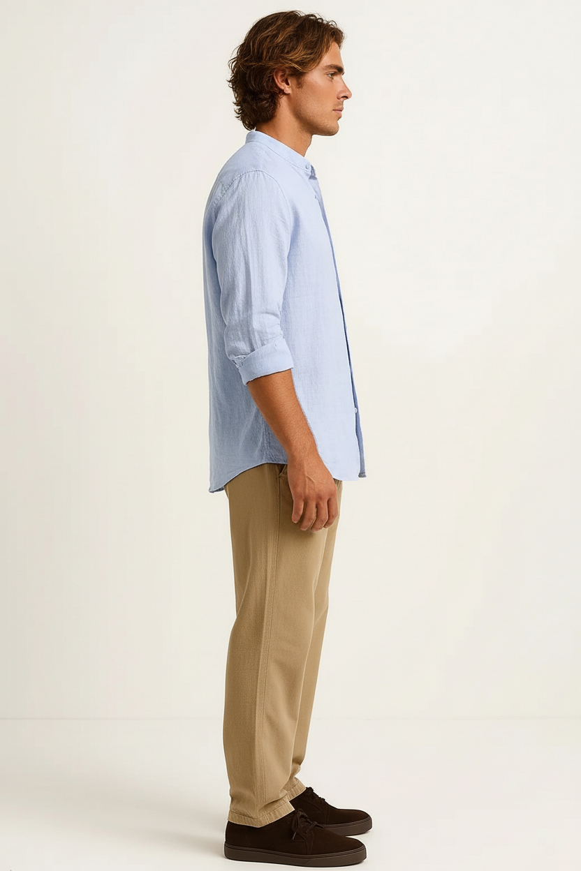 Lisbon Linen Henley – Herren Langarmhemd