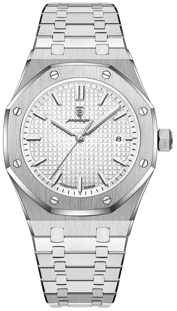 Geneva Steel Quartz – Herren Edelstahlarmbanduhr