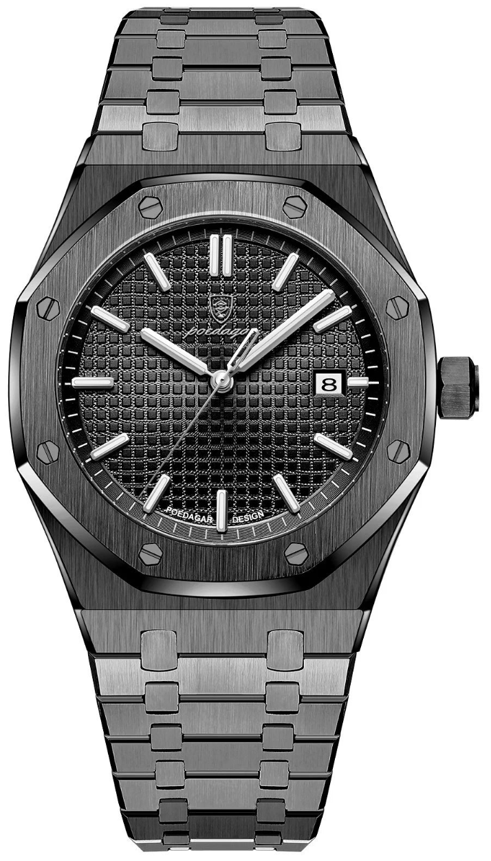 Geneva Steel Quartz – Herren Edelstahlarmbanduhr