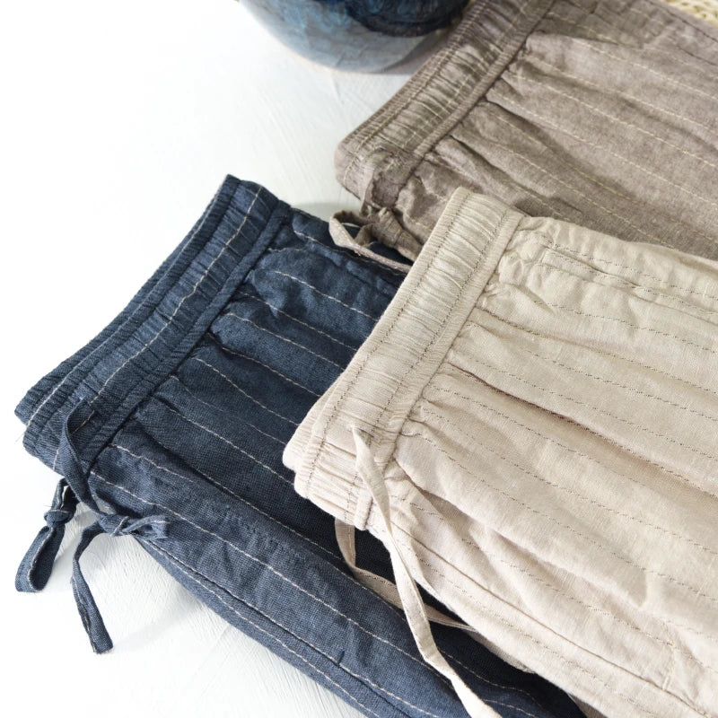 Santorini Linen Stripe Pants – Herren Leinenhose