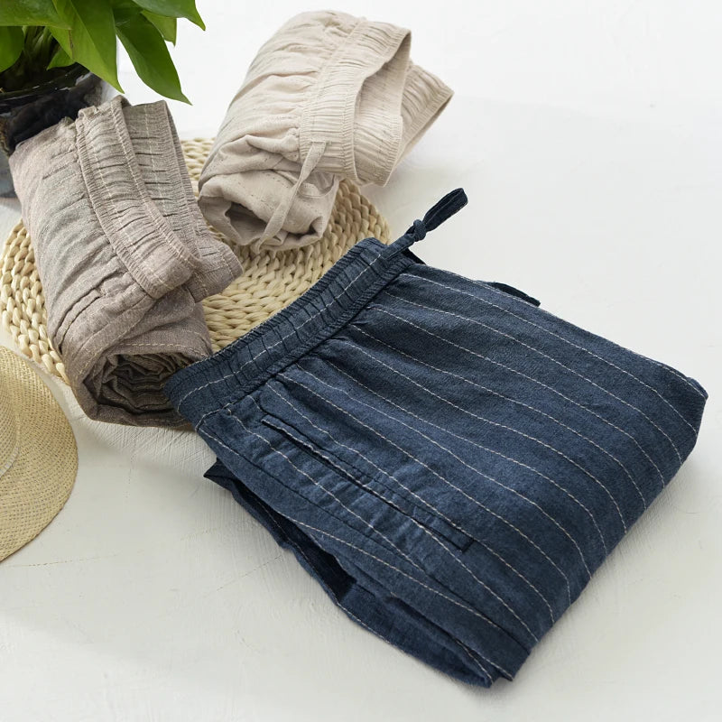 Santorini Linen Stripe Pants – Herren Leinenhose