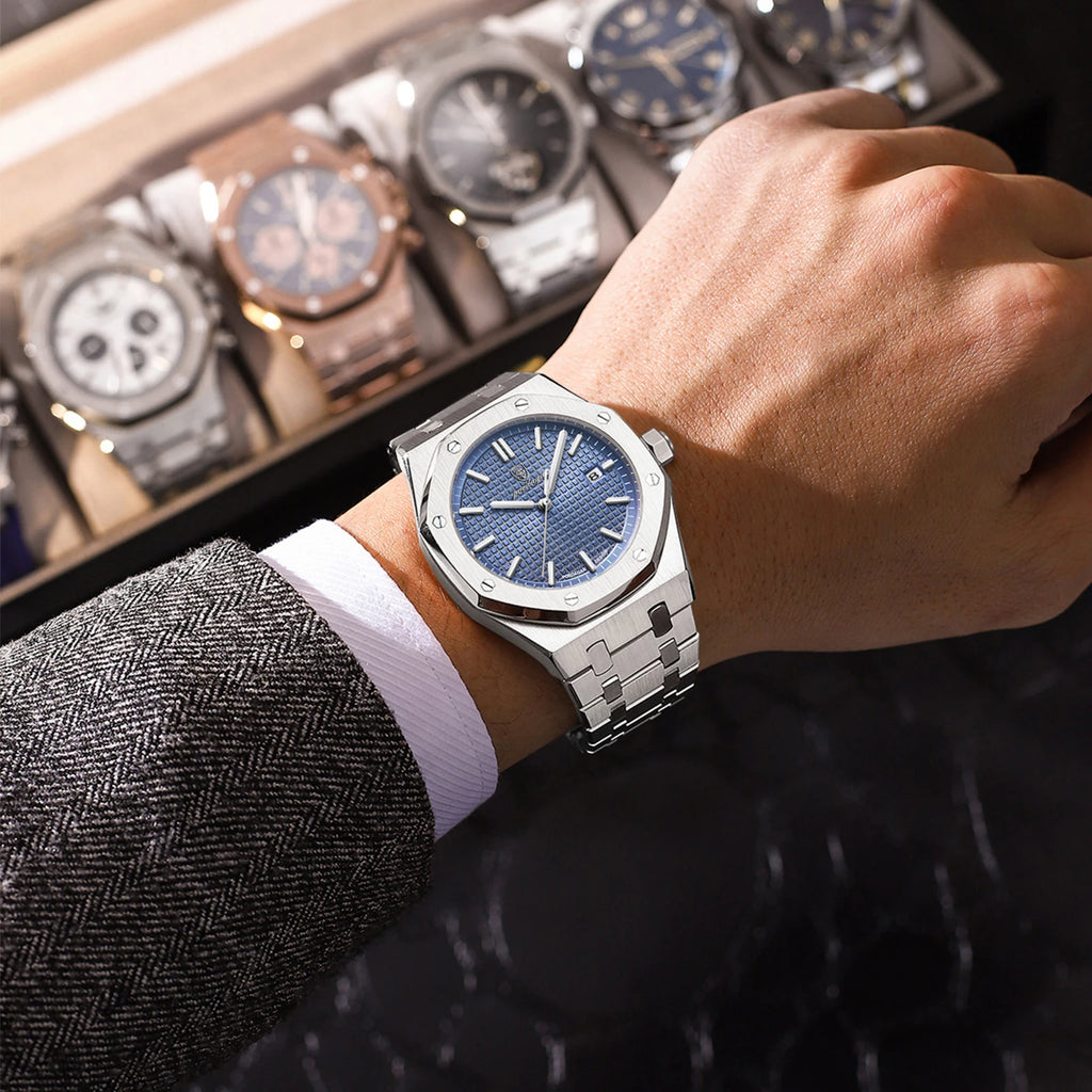 Geneva Steel Quartz – Herren Edelstahlarmbanduhr