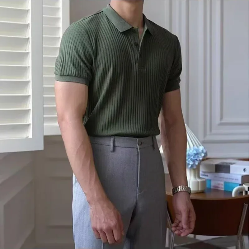 Lisbon Stripe Knit Polo – Herren Kurzarmshirt