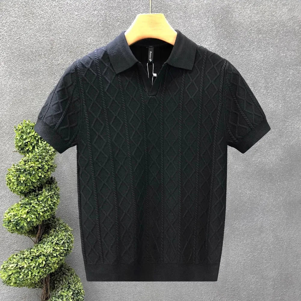 Valencia V-Neck Knit Polo – Herren Kurzarmshirt