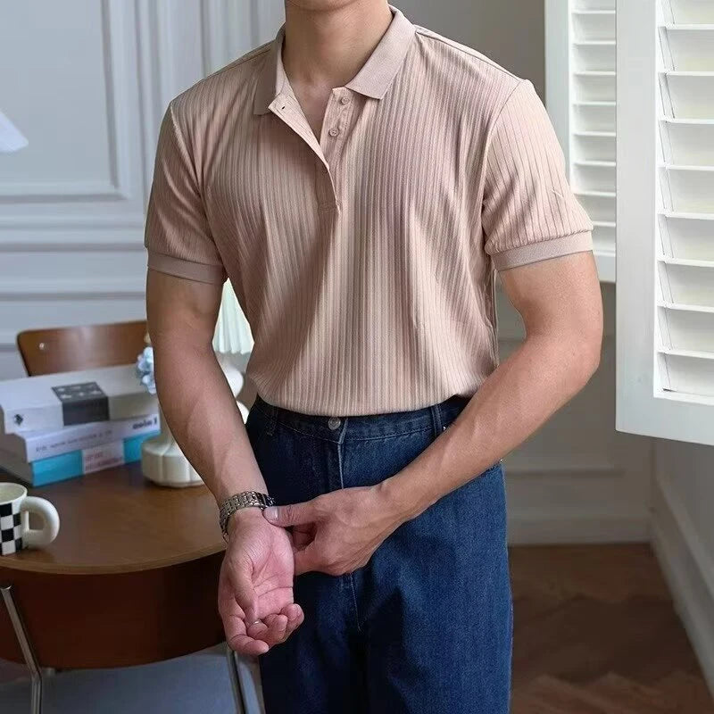 Lisbon Stripe Knit Polo – Herren Kurzarmshirt