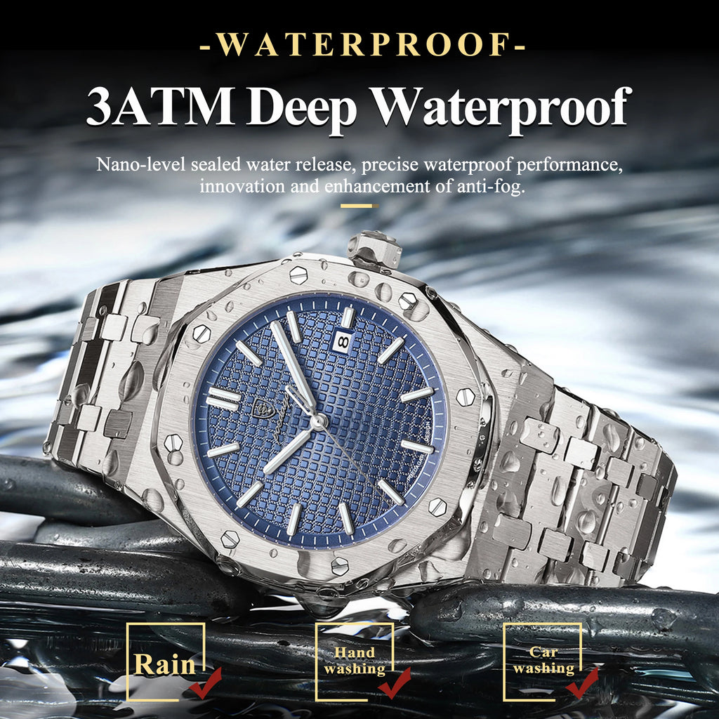 Geneva Steel Quartz – Herren Edelstahlarmbanduhr