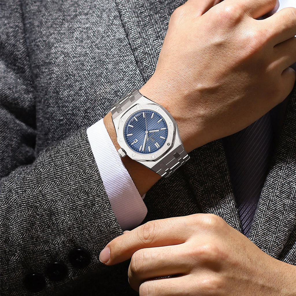 Geneva Steel Quartz – Herren Edelstahlarmbanduhr